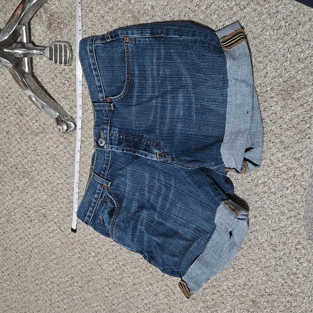 Button fly easy rider cutoff jean shorts